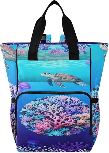 Mochila para pañales, estampado floral azul marino, capacidad de 15 litros con múltiples bolsillos de almacenamiento, correas de cochecito, soportes