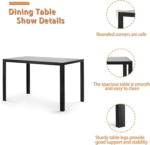 Miniatura 16 de IANIYA Juego de mesa de comedor de vidrio templado de 5 piezas, juego de mesa de cocina con mesa transparente y 4 sillas negras (juego 5 color
