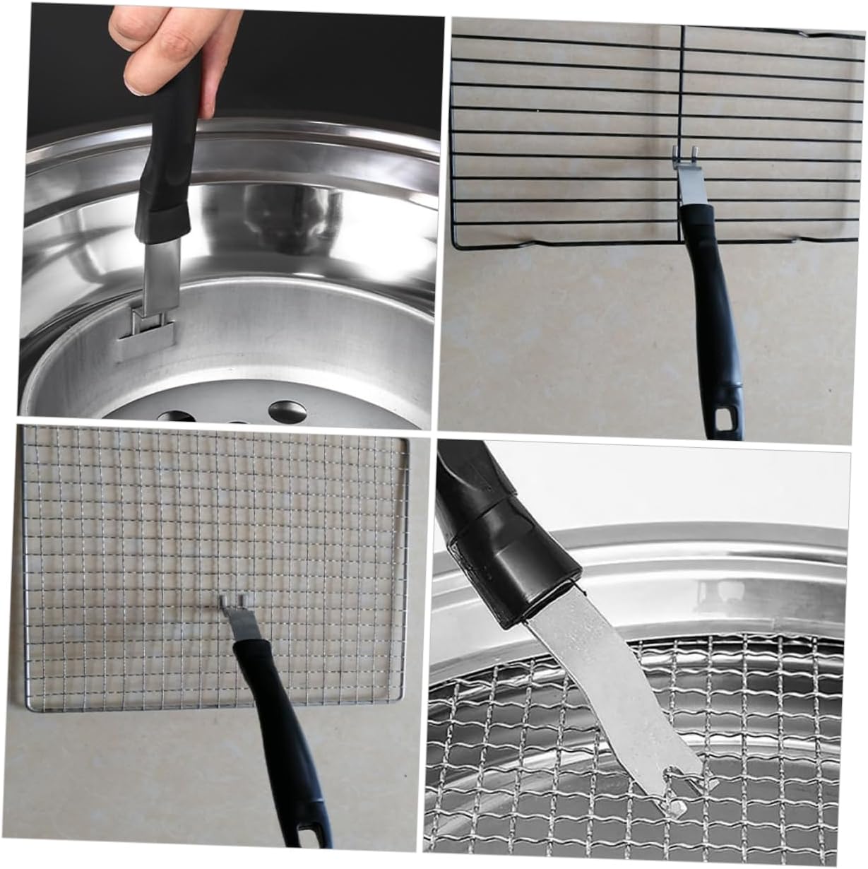 3Pcs Stainless Steel Grill Gripper with Heat Resistant Handle for Bbq Use