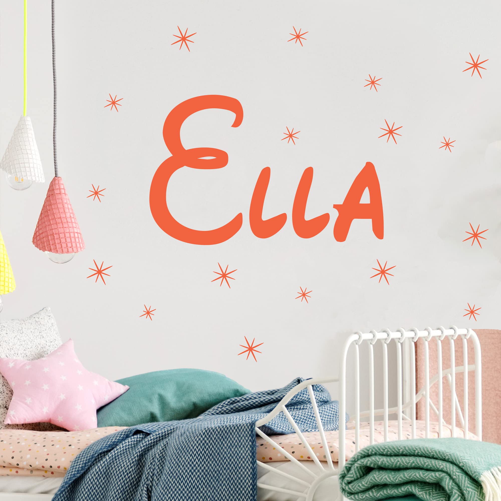 Beautiful Game Fairytale Personalised Name Wall Sticker Kids Art Mural Bedroom Wall Decal (120cm width x 60cm height)