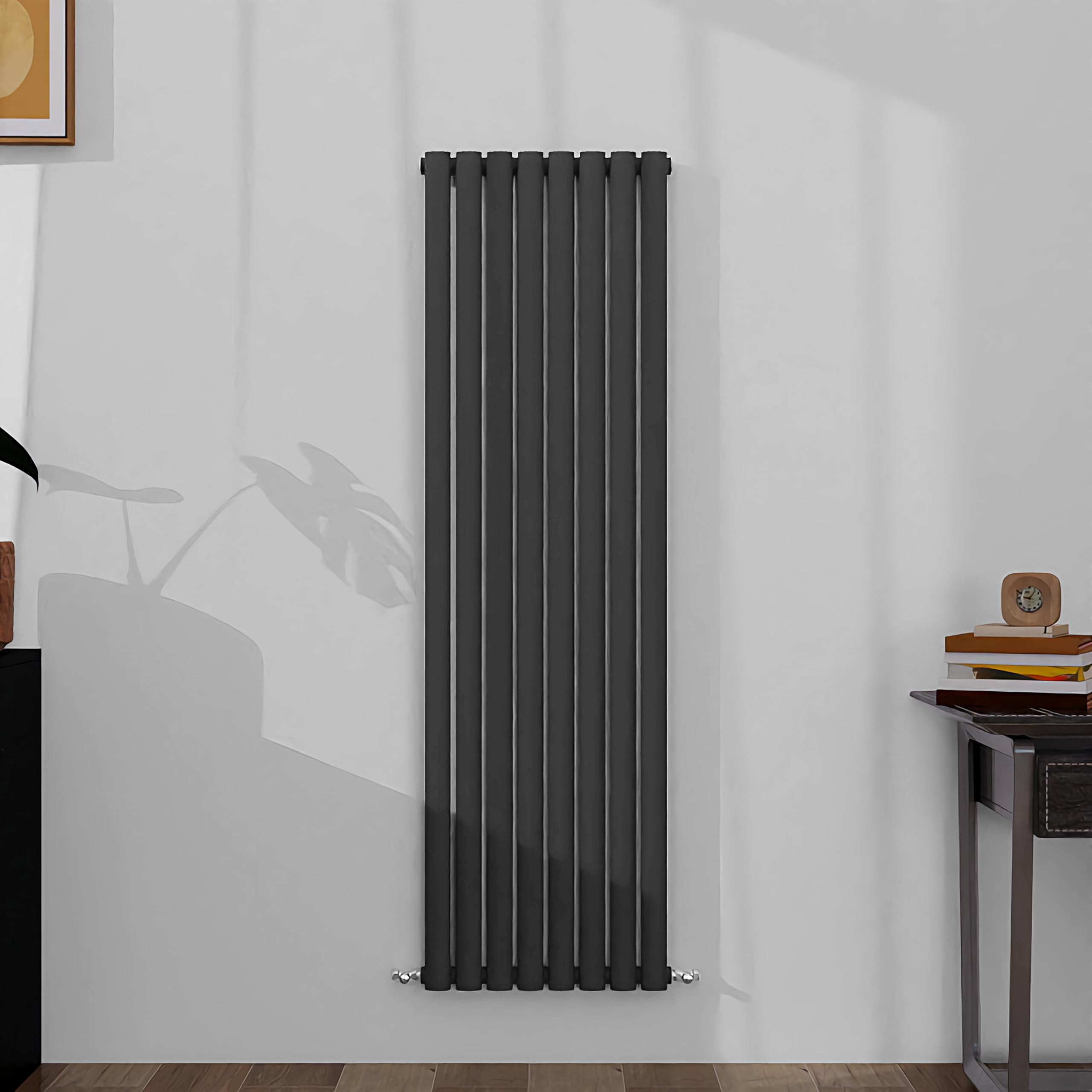 SLINE SANITARY Vertical Oval Column Rradiator Bathroom Central Heating Anthracite 1600×472mm Single Panel Radiator