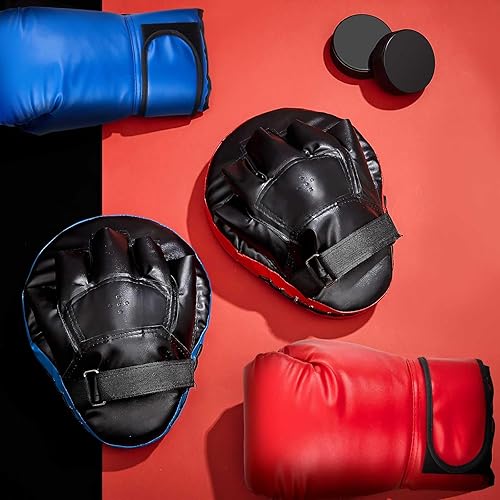Miniatura 5 de Juego de 2 pares de guantes de boxeo 4 en 1 de 8 onzas y 4 guantes de boxeo para niños, hombres y mujeres, guantes de boxeo, juego de equipo para