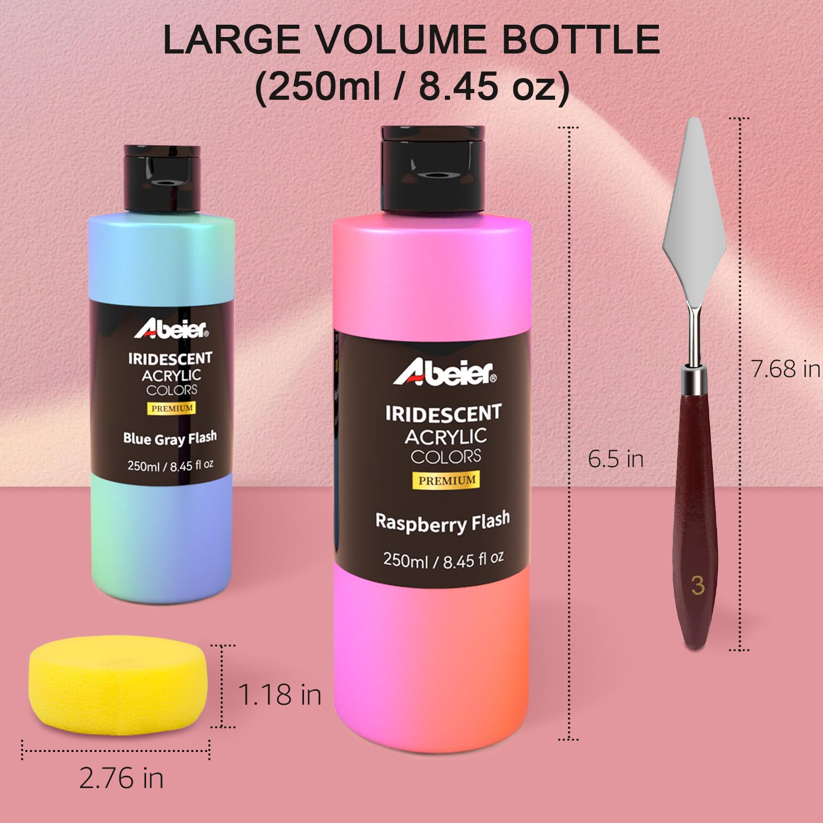 ABEIER Schillernde Acrylfarben Set, 20 Chamäleon Farben (250 ml), Farbwechsel, ungiftig, hochviskos, reichhaltige Pigmente, mischbar, Farben auf Felsen,Leinwand, Holz, Stoff, Keramik und Stein