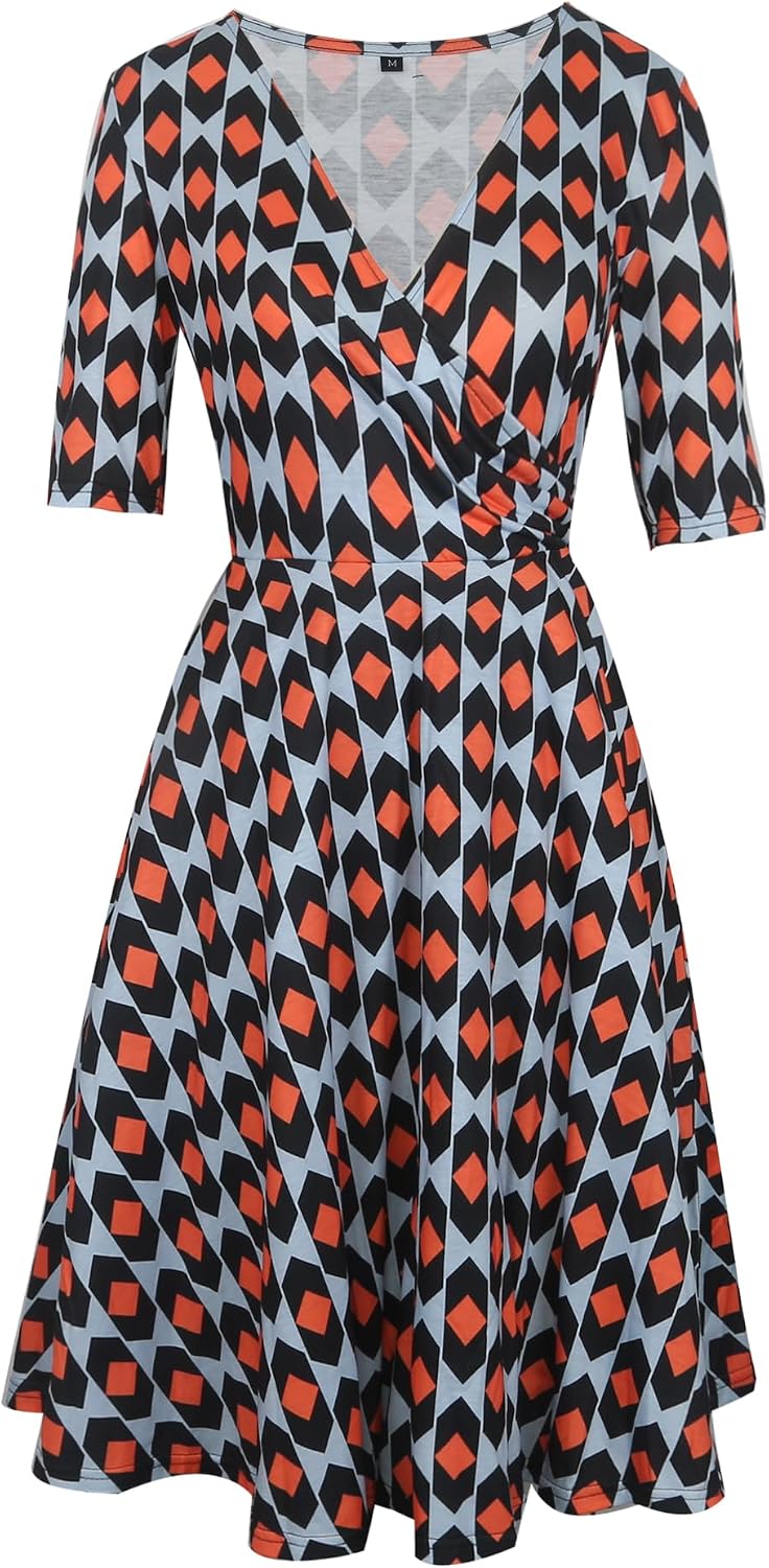 oxiuly Women's V-Neck Maternity Nursing Stretchy Casual Dresses Elegant Tea Dress OX233