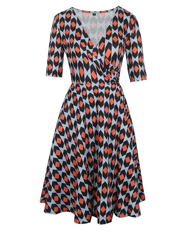 oxiuly Vintage Women Sumnmer Casual Maternity Dresses 2025 Trendy Elegant Midi Formal Ladies Chic V-Neck Party Church Tea Nursing Dress OX233 Square 5F XL by oxiuly - Used condition - Image 5