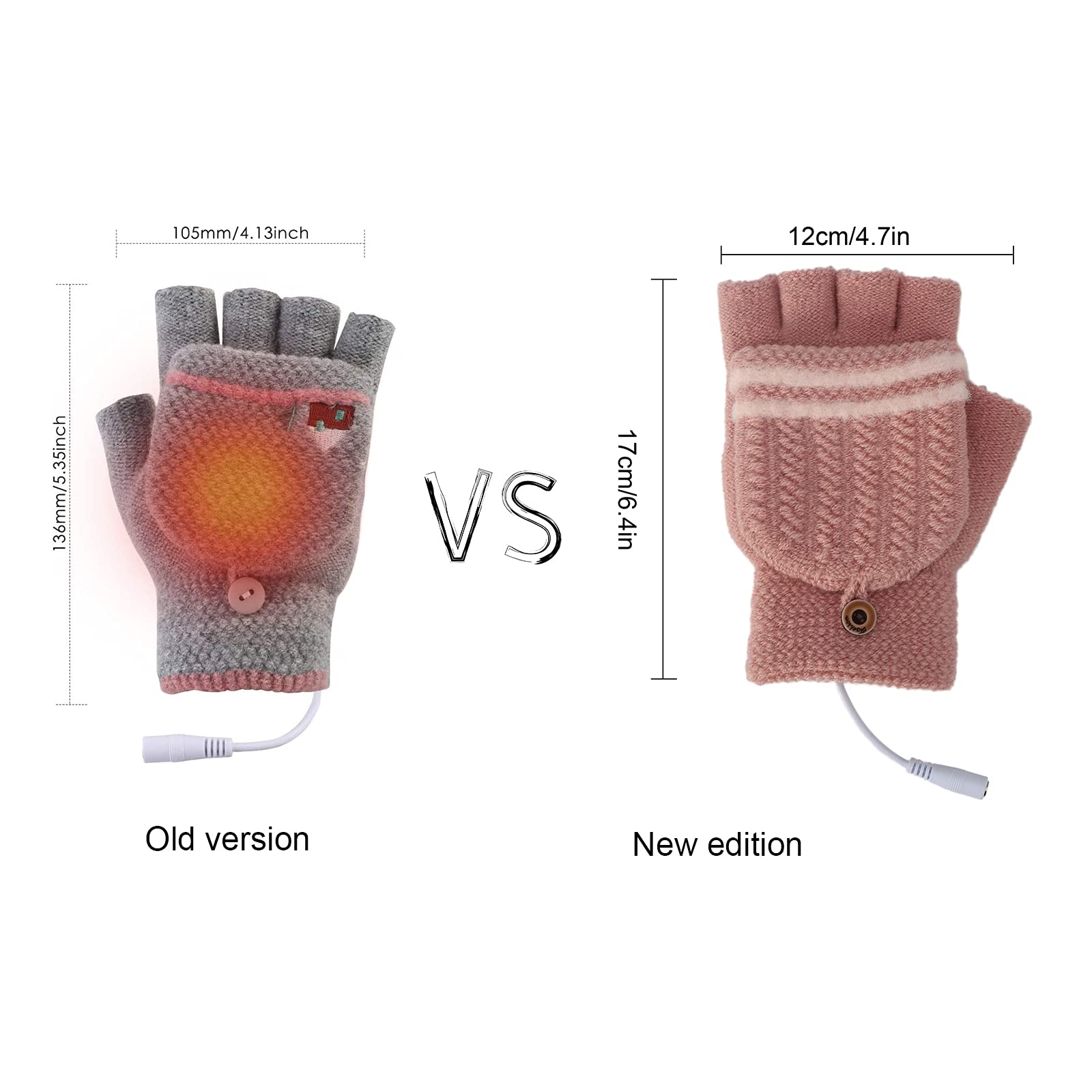 Gants Chauffants USB Rechargeables - 3 Températures (38°C à 47°C) - Doigts Tactiles - Imperméables - Cadeau Hiver Homme Femme