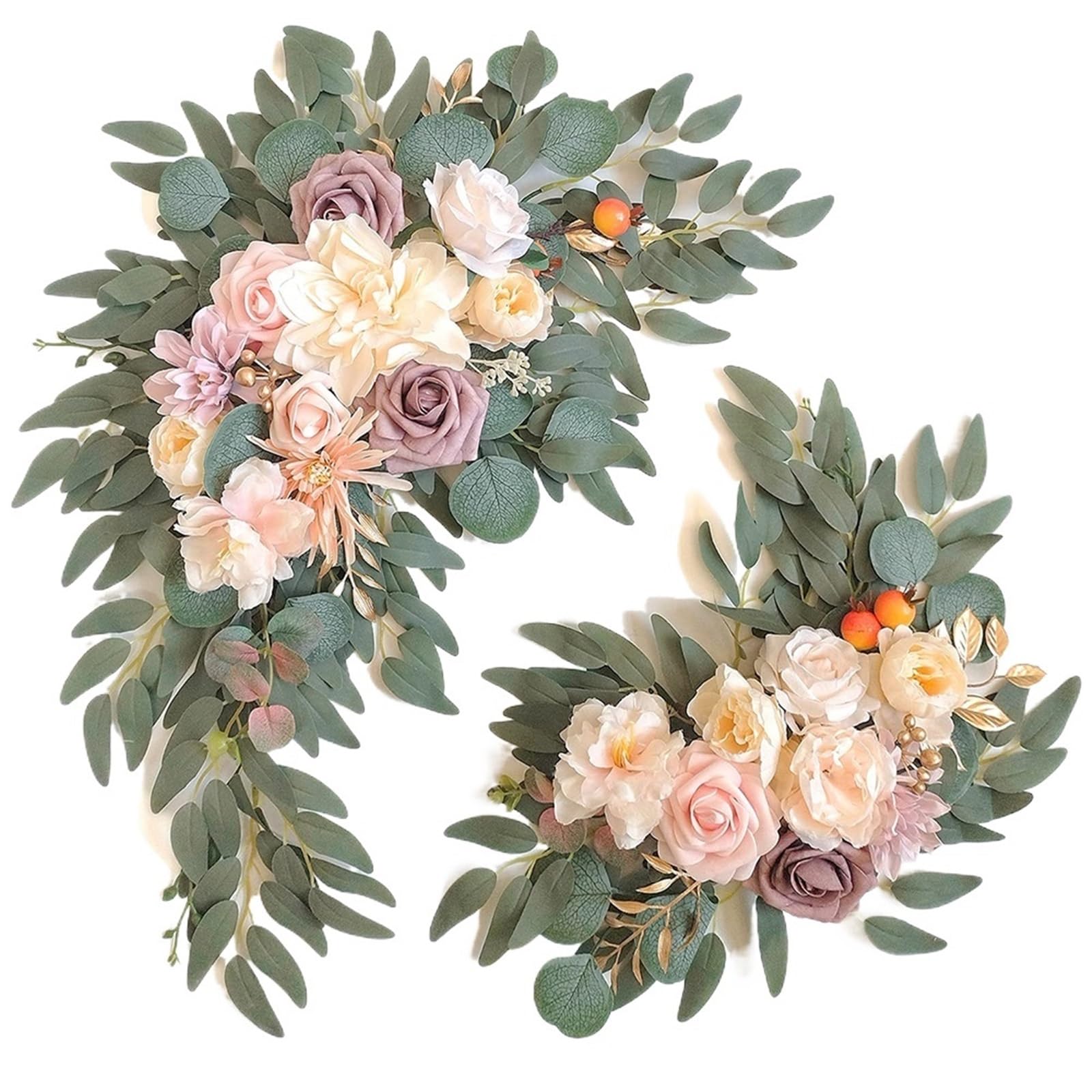 MOHUIED Artificial Floral Swags Terracotta Faux Flower Swags For Wedding Welcome Sign Backdrop Reception Flowers Ceremony Floral Decoration for Ceremony Backdrop, Fireplace and Door Decor(Color1)