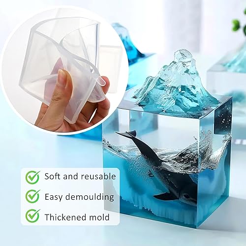 Miniatura 9 de Moldes de silicona grandes para resina, moldes de corazón de resina de 7.3 x 8.3 x 2 pulgadas, moldes de resina epoxi profunda para preservación de