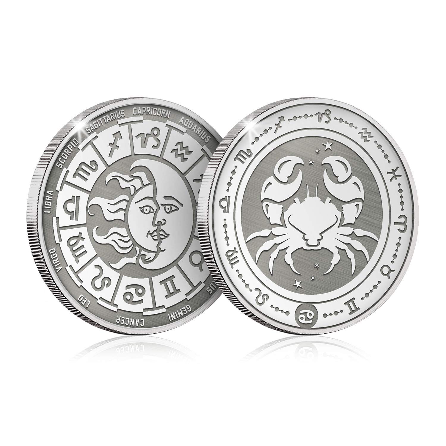 Lot 12 Pièces Zodiac Challenge – Métal 4 Cm – Collection Astrologie – Cadeau Passionné – Micro-gaufrage – Médaille Signes