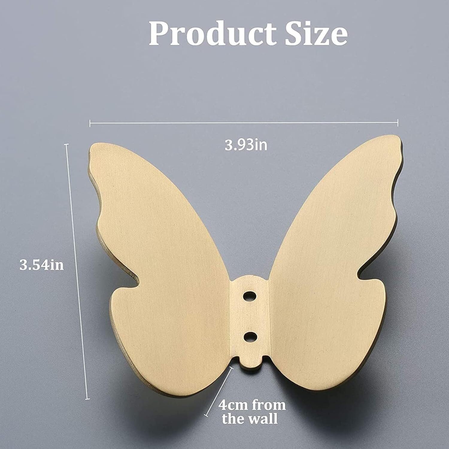 Türhaken for Aufhängen Von Mänteln, Doppel-Hut-Kleiderhaken, Wandmontage, Gebürstetes Gold, Kreativer Schmetterlingshaken Aus Massivem Messing, Doppelzinken-Bademantelhaken Und , Schal, Tasche(2pcs)