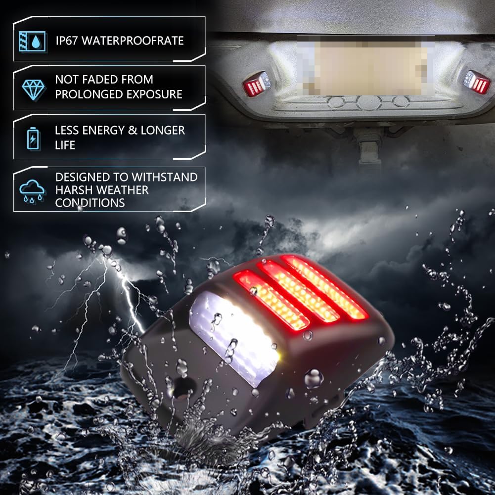 LED License Plate Light for 2005-2015 Toyo-ta Tacoma and 2000-2013 Tundra, Pickup Truck Tacoma Led Rear Tag Lamp, 6000K White & Red Lights, 2 PCS