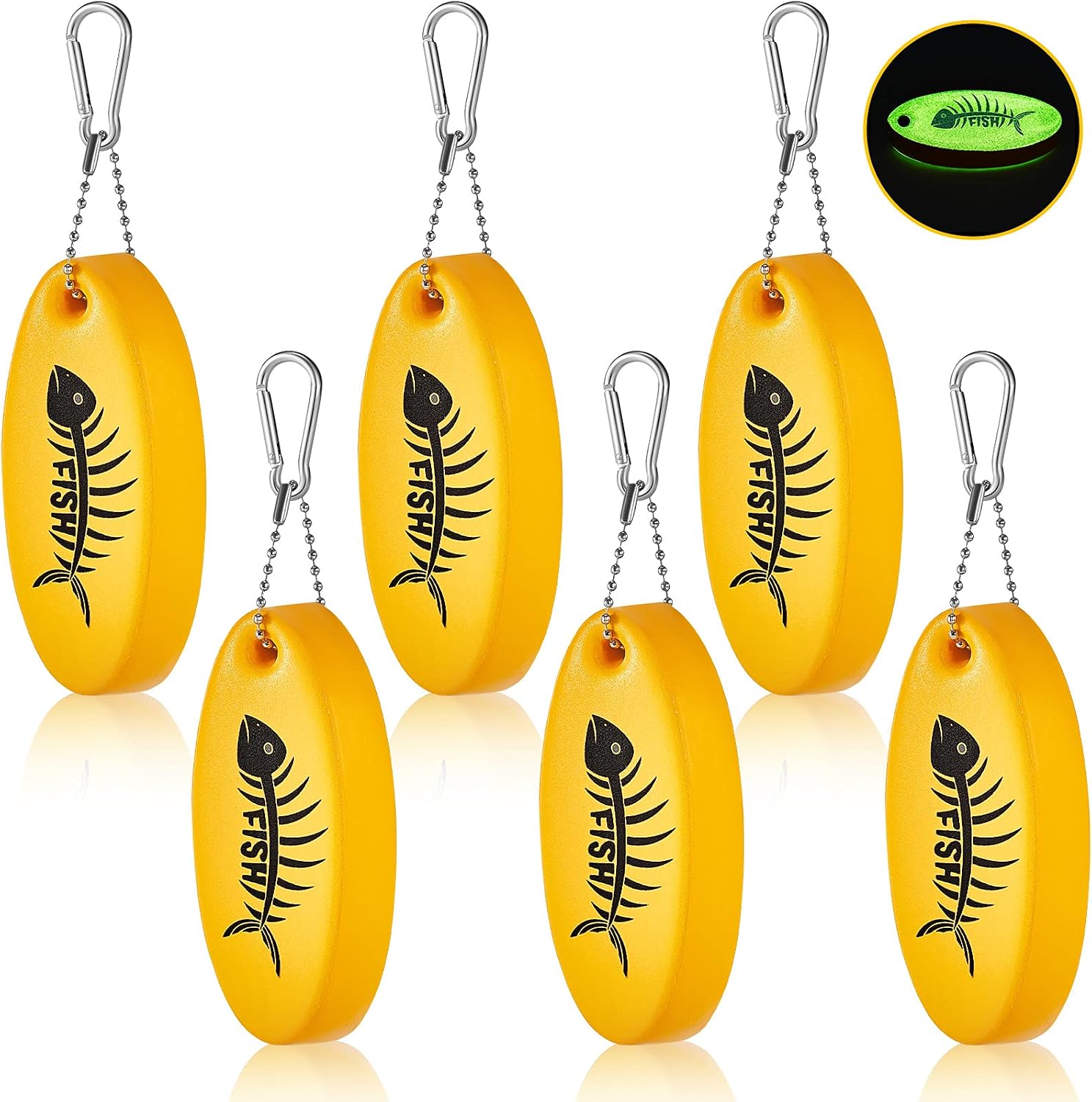 Yaomiao Floating Keychain Oval Shape Glow in The Dark Foam Key Chain for Boating Fishing