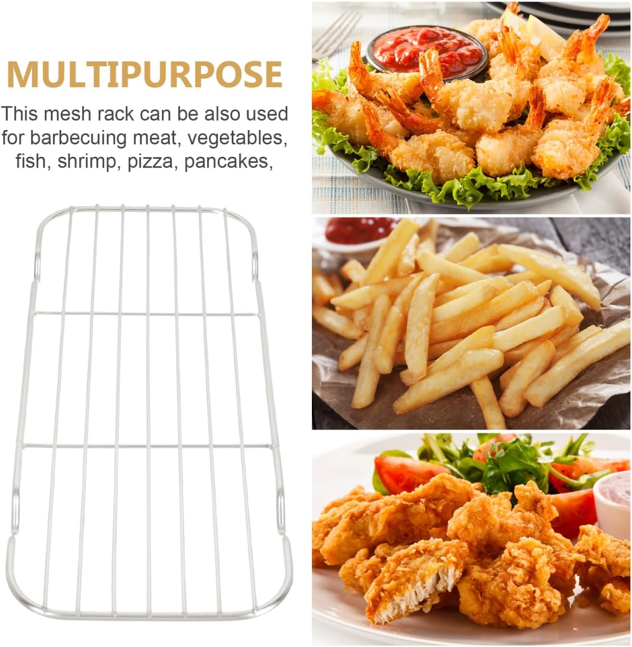 Hemoton Oil Drain Rack Stainless Steel Cooling Rack for Baking Oven Safe Frying for Roasting Drying BBQ Rectangle 10.62 X 4.33 X 0.39 in