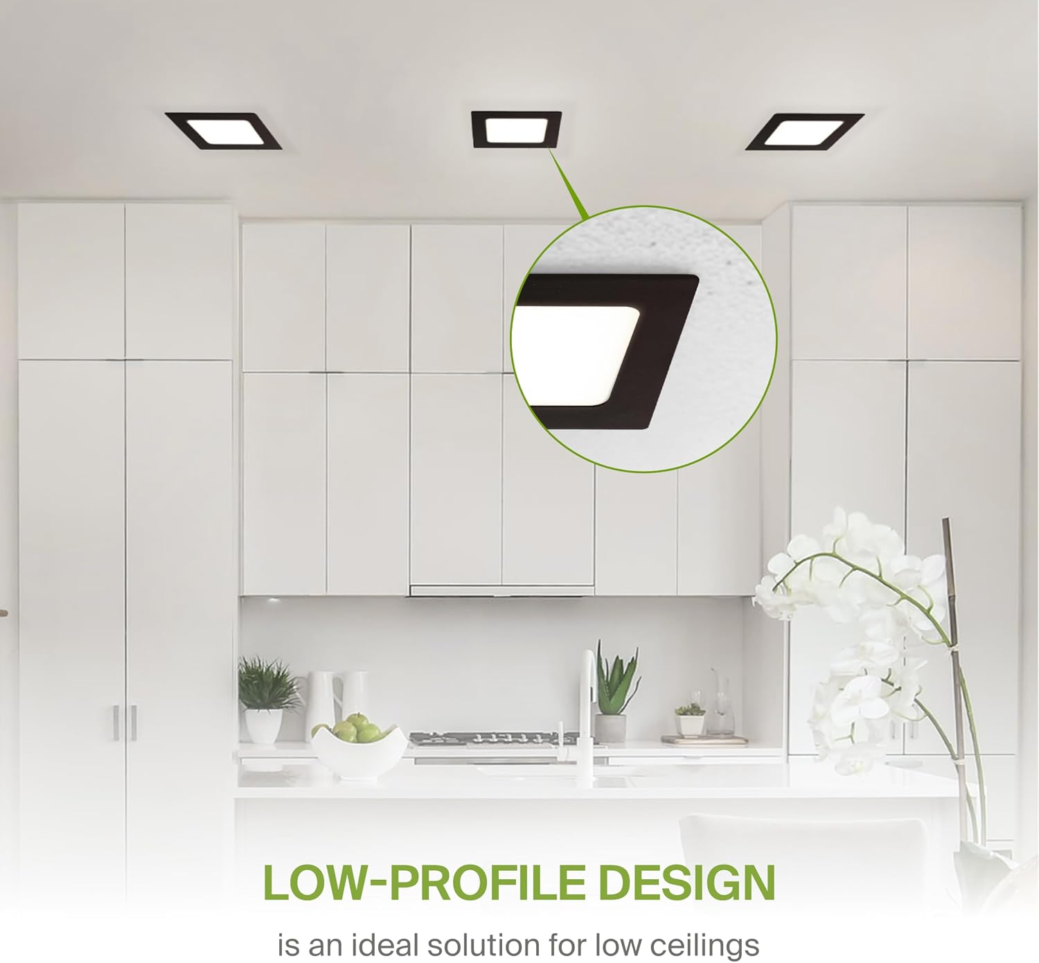 ASD 12 Pack LED Square Recessed Lighting 4 Inch, 5CCT 2700K-5000K CRI90+, Dimmable Ultra-Thin Canless Wafer Lights, IC Rated Ceiling Light Fixtures with Junction Box, ETL Energy Star, Black