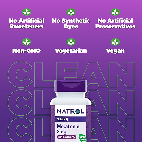 Miniatura 4 de Natrol - Pastillas de melatonina de rápida disolución te ayuda a quedarte dormido más rápido a permanecer dormido más tiempo fácil de tomar se