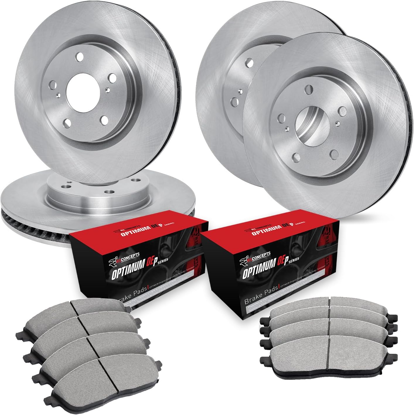 R1 Concepts Front and Rear Brake Kit For 2019-2020 Audi A8, Q8, 2017-2020 Audi Q7| Blank Brake Rotors| Ceramic Brake Pads and Rotors Kit