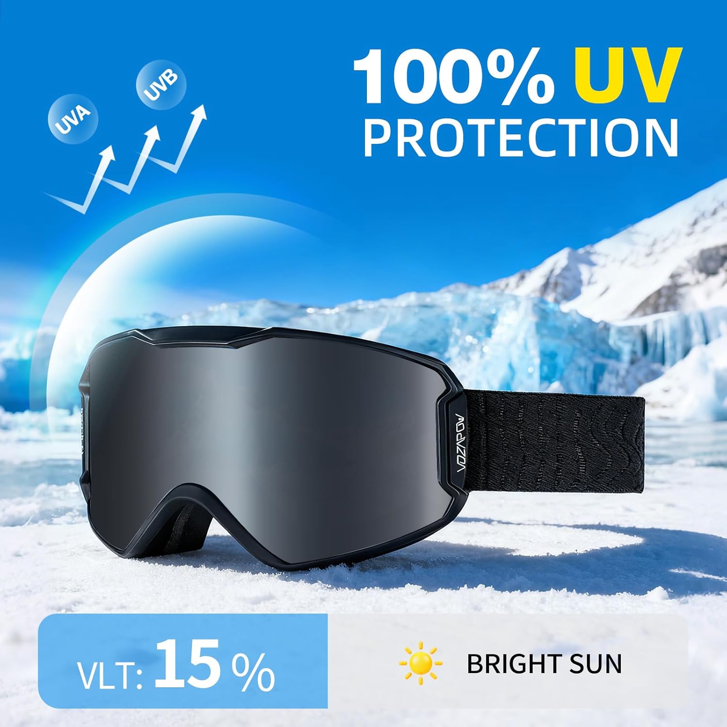 Ski Goggles Over Glasses with HD Lens, 100% UV Protection Snow Snowboard Goggles Anti Fog for Men, Women, Youth - Image 5
