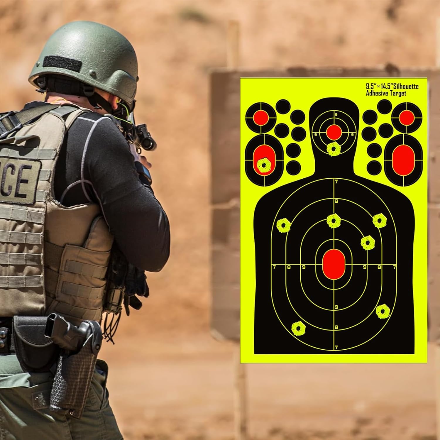 9.5x14.5 inch Silhouette Splatter Targets - Bright Fluorescent Yellow Easily seen on Impact When Hitting Target for BB Guns, airguns, Rifles, Indoor and Outdoor ranges (10/25/50 Pack)