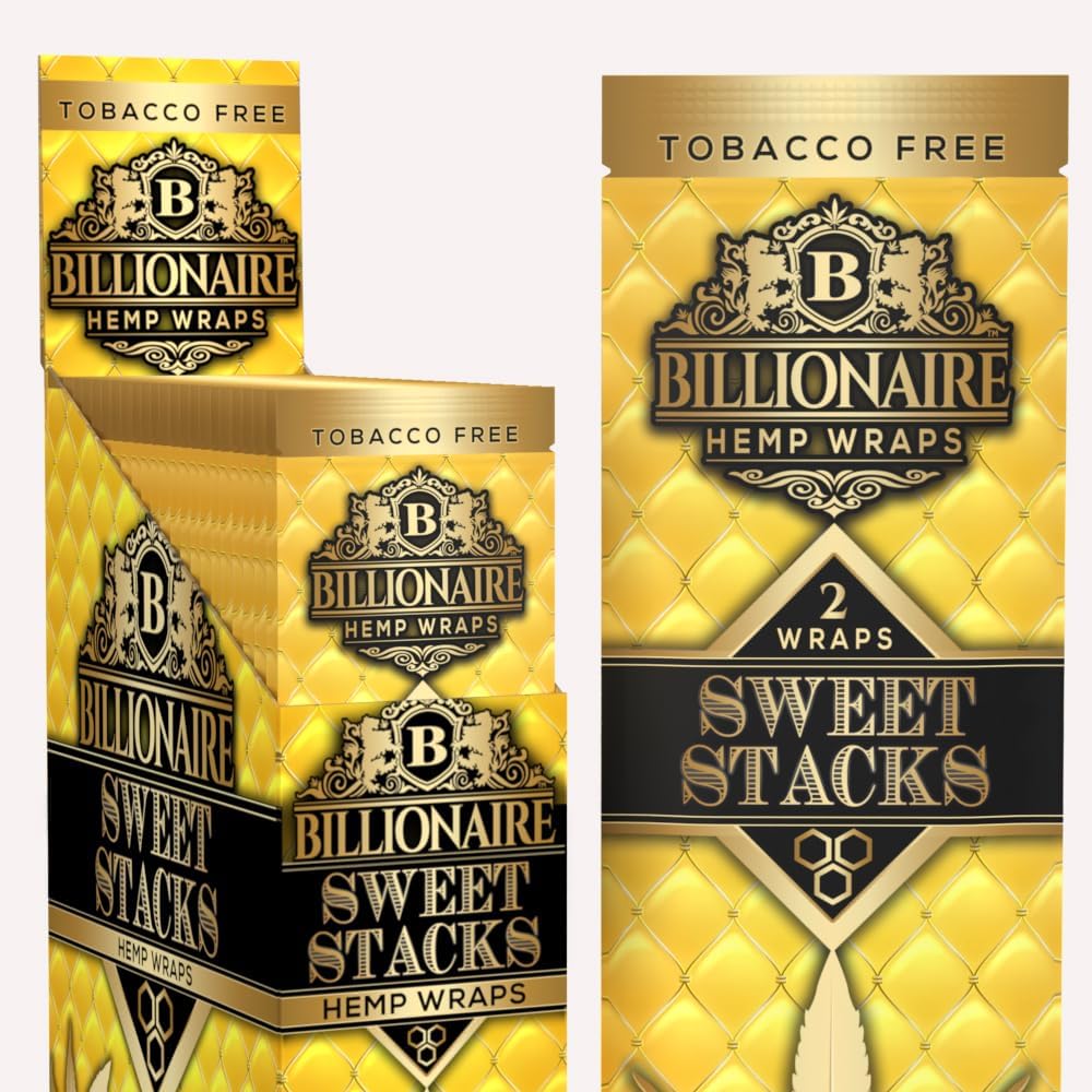 Billionaire Wraps - Sweet Stacks Flavor Rolling Papers (Full Box) 25 Packs, 2 Sheets Each