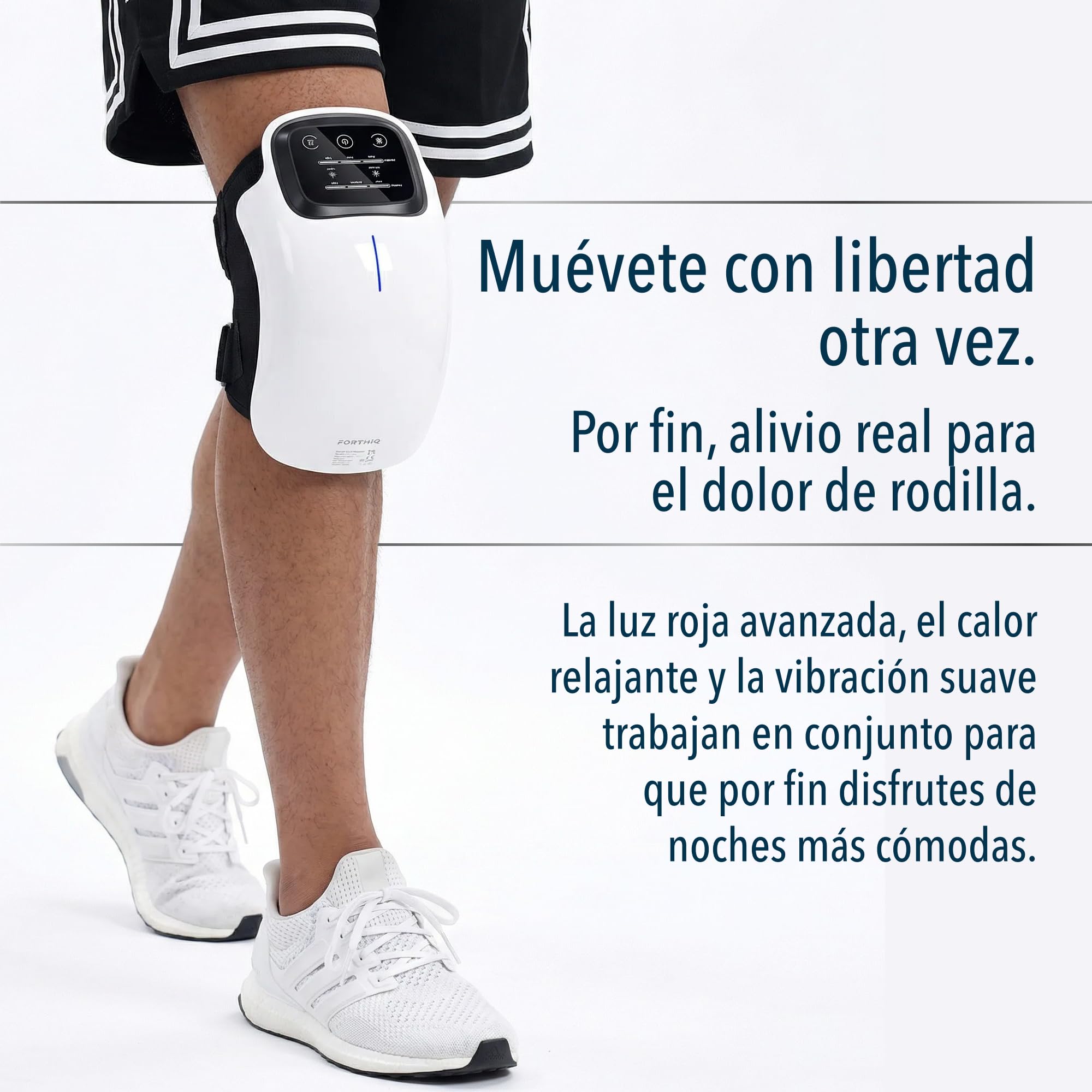 FORTHiQ Masajeador de Rodilla Inalámbrico, Alivio del Dolor Articular por Infrarrojos de Calor Profundo, Terapia con Láser y Vibración, para la Artritis, Tirón de Ligamentos y Lesiones Musculares