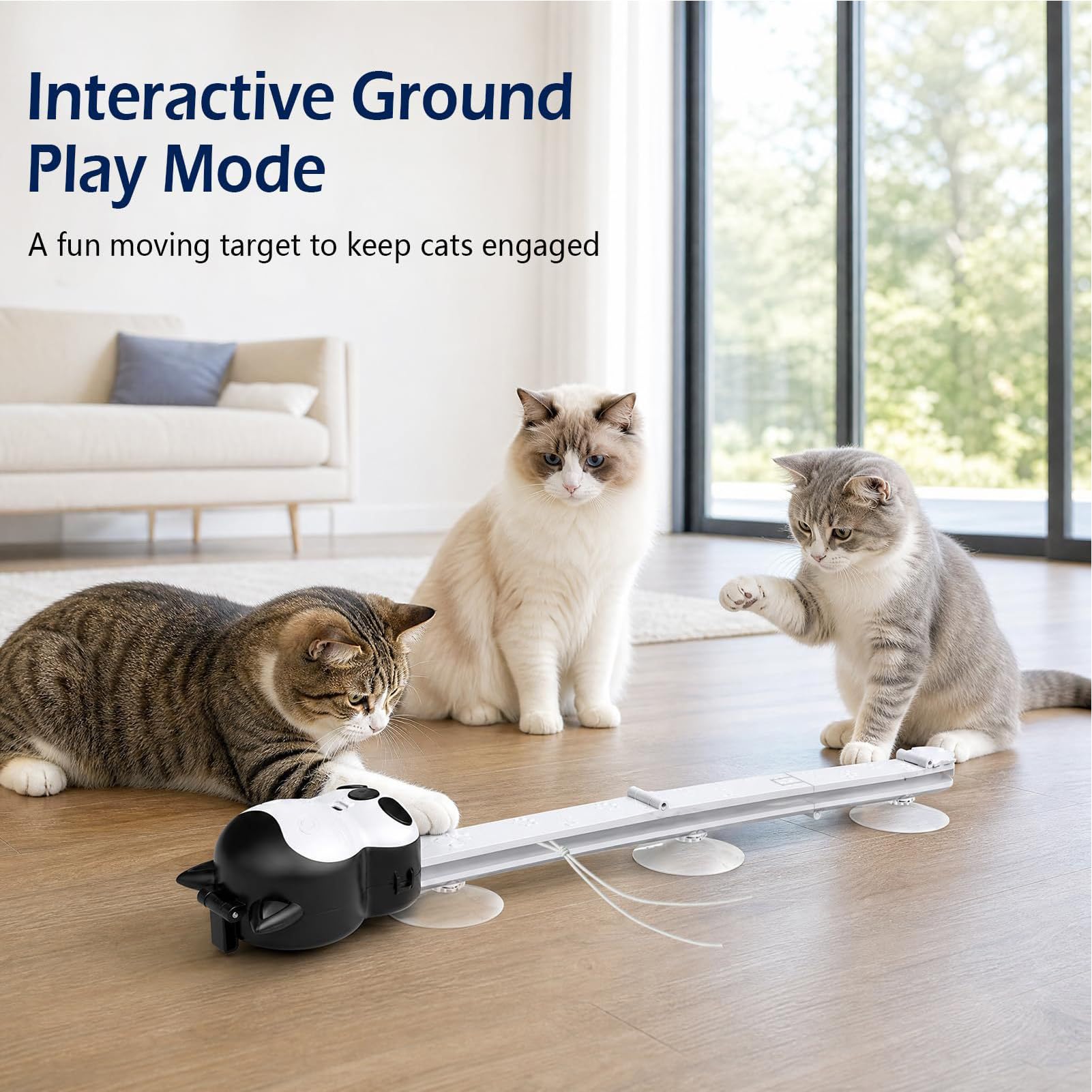 Jouet Interactif Automatique pour Chat, 2 Modes, Batterie 1200 MAh