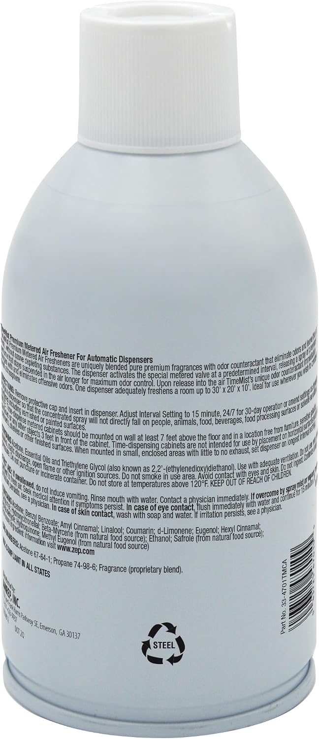 TimeMist Premium Metered Air Freshener Refills - Dutch Apple Spice - 7.1 oz (Case of 12) - 1042818 - Lasts Up To 30 Days and Neutralizes Tough Unwanted Odors