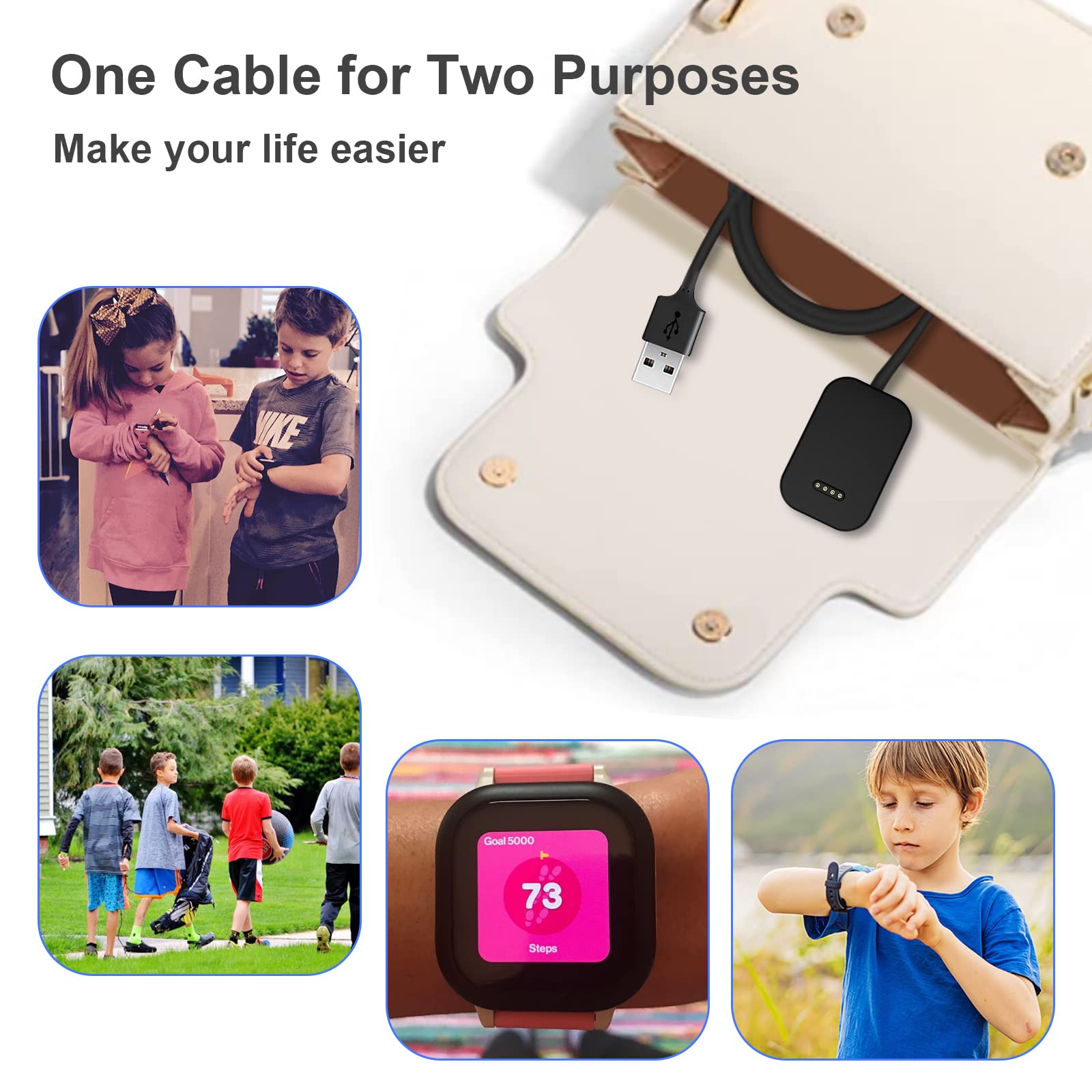 Stazione di ricarica compatibile con caricabatterie Gizmo Watch 2, dock di ricarica magnetico GEORDGY con cavo USB da 1 m, supporto per caricabatterie per smartwatch Gizmo Watch 1/2