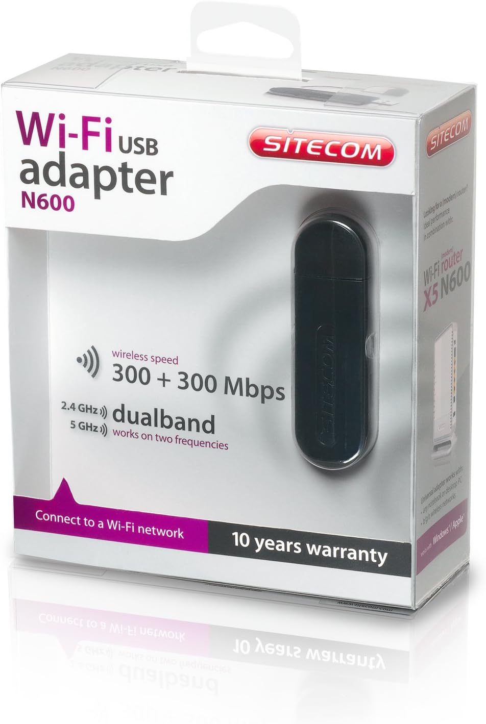 Sitecom WLA-5100 N600 Wi-Fi Dual Band USB Adapter retail box