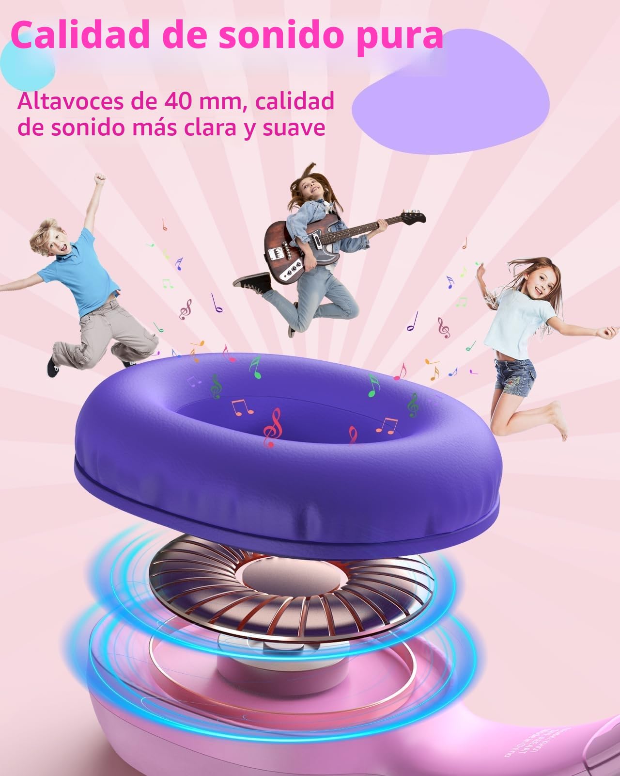 Tronsmart KH01 Auriculares para Niños Plegables 85/93dB HD Estéreo 3,5mm