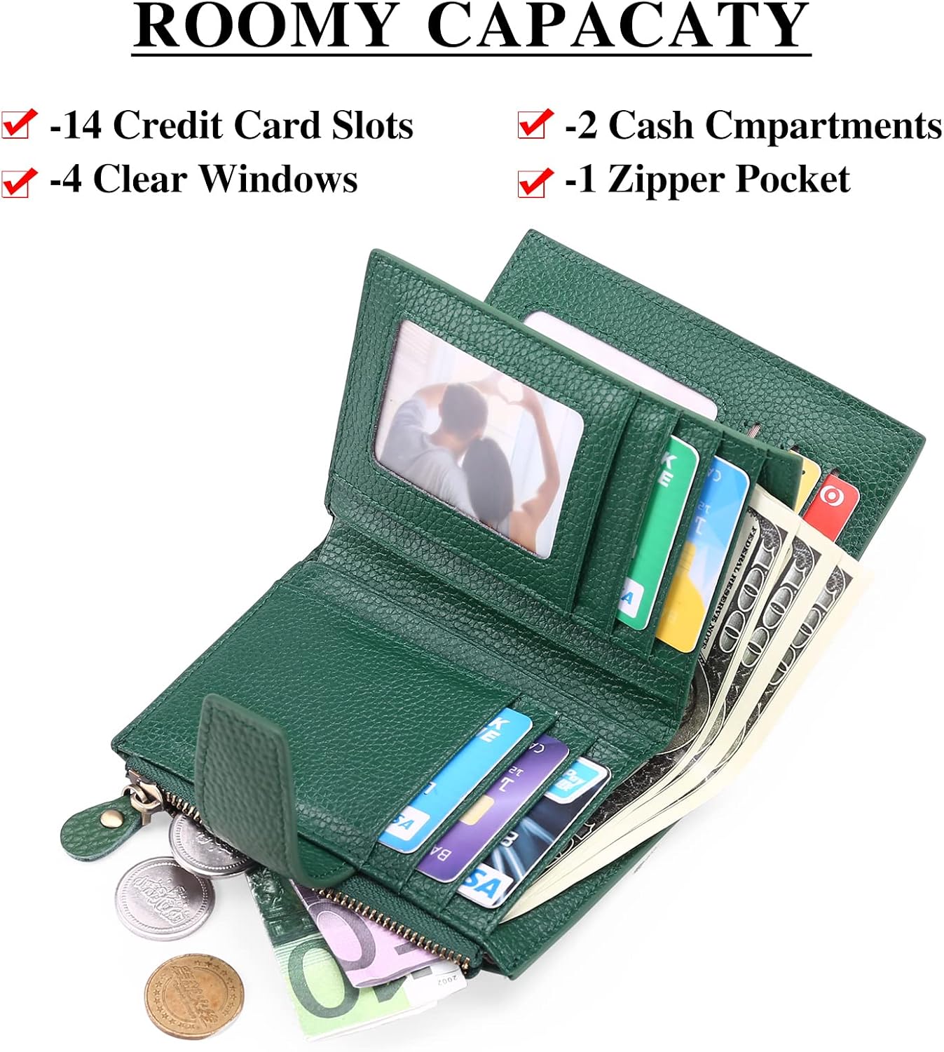 FALAN MULE Small Wallet for Women Leather Bifold Compact RFID Blocking Small Womens Wallet Purse