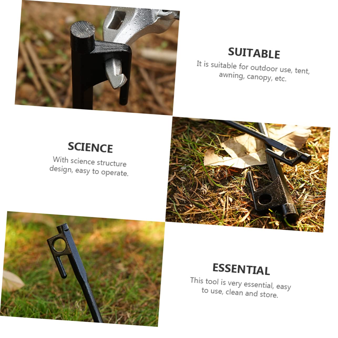 4piezas Piquetas para Tienda De Campaña Clavos para Accesorios para Acampada Resistentes y Fáciles De Usar