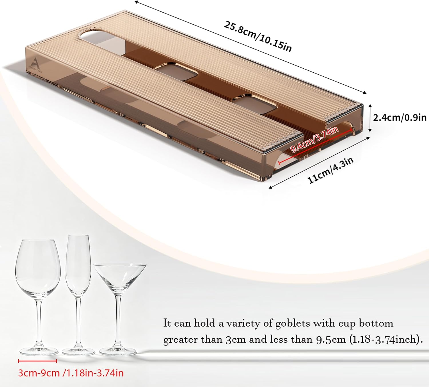 Wine Glass Holder, 2 Pack Wine Glass Holder Under Cabinet (Amber)