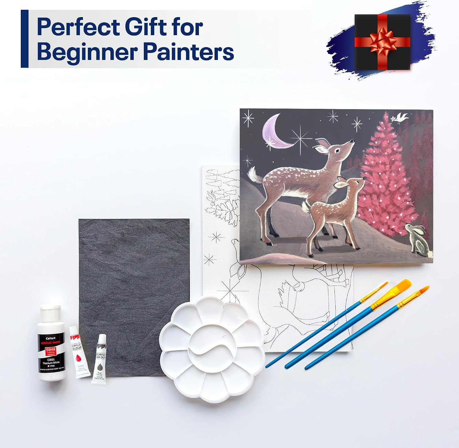 Painting4Real DIY Art Painting Kit for Adults with Video Tutorials – Learn to Paint Silent Night, 9 Pieces Acrylic Paint Set for Adults, Perfect Holidays & Birthday Gift for Art Lovers, Beginner