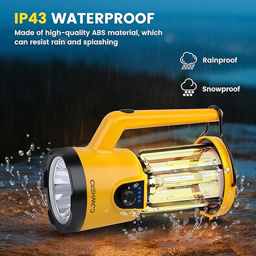 Miniatura 4 de Linterna LED para camping, linterna recargable de 2000 lm, 4200 mAh, 4 modos, 8 horas de funcionamiento, IP43 impermeable, naranja