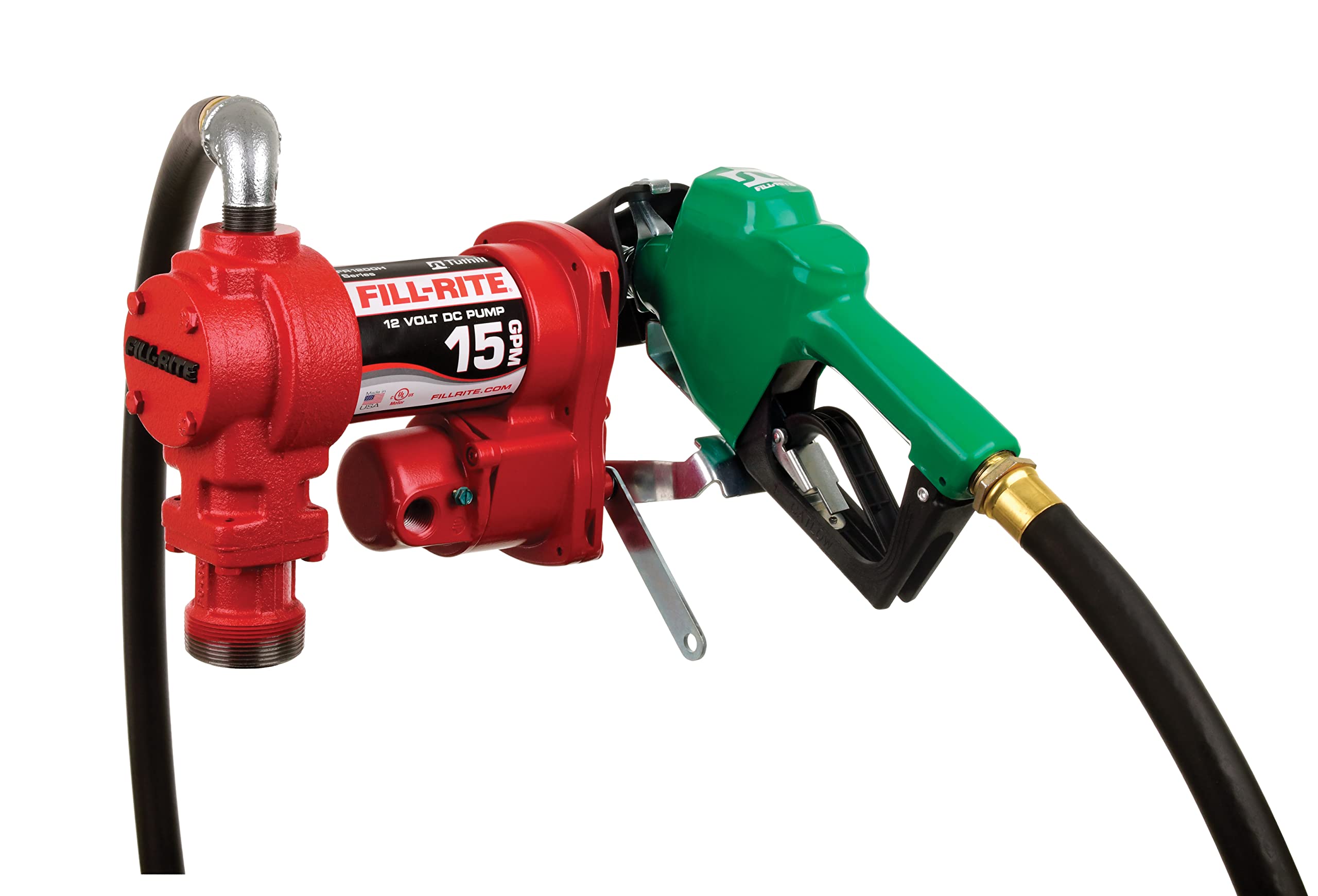 Photo 1 of Fill-Rite FR1210HA1 12V 15 GPM Fuel Transfer Pump with Discharge Hose & Automatic Nozzle, Green - Gasoline, Diesel, Kerosene, Ethanol & Methanol Blends & Biodiesel FR1210HA1 Pump
