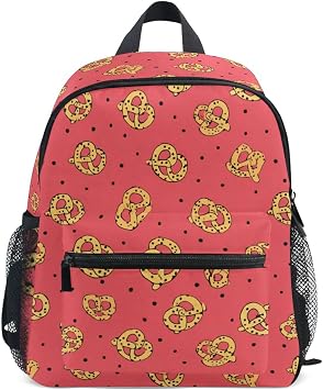Kcldeci Toddler Backpack for Girls Boys Pretzels with Black Dots S