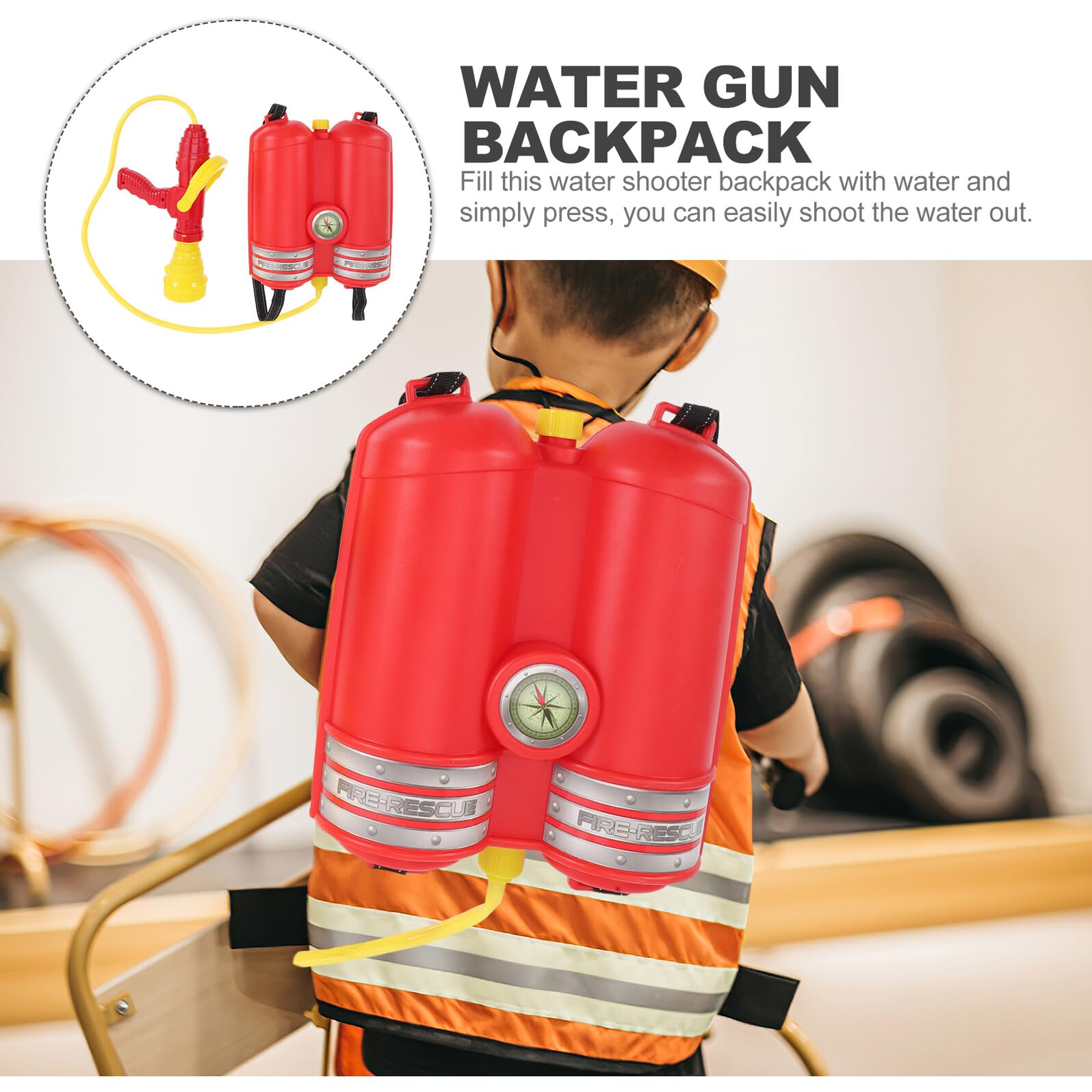 ifundom Mochila de Agua para Pistola de Agua con Dispositivo de Lanzamiento Juguete de Verano para Exteriores Color Rojo Juguete para Combatir Incendios y Juegos Acuáticos Adecuado