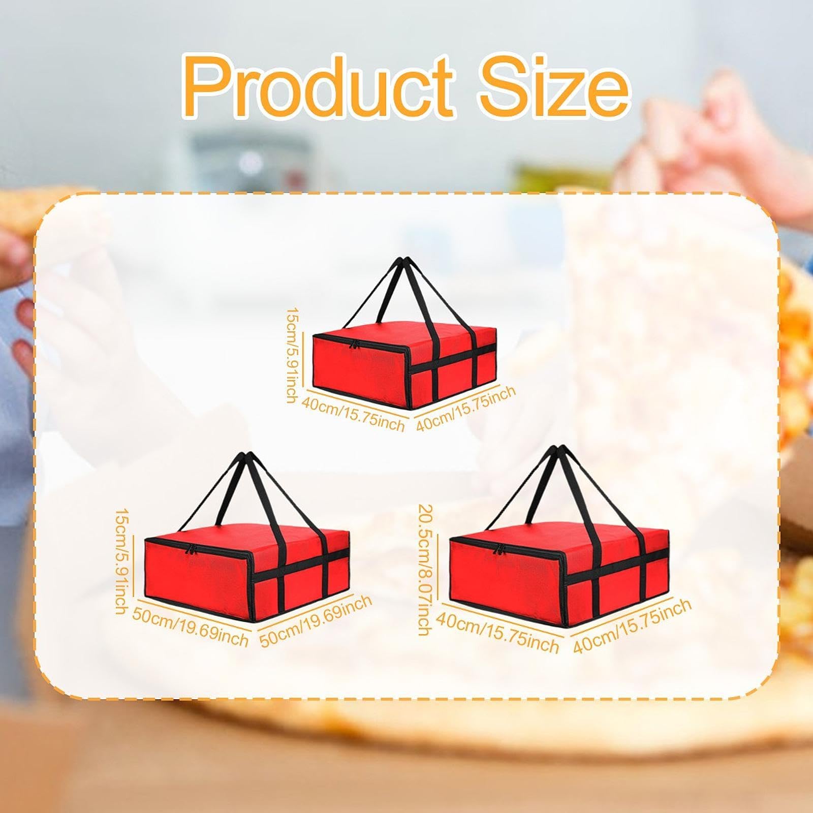 YWJLQH Pizza Delivery Bag Pizza Carrier for Delivery Multifunctional Thermal Grocery Bag Reusable for Professional Hot or Cold Food, 40cmx40cmx15cm