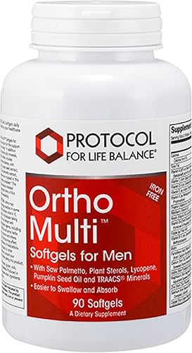 Protocol Ortho Multi Softgels para hombres  Multivitamínico para la salud de la próstata*  con palma enana americana, zinc y CoQ10  Multivitamínico