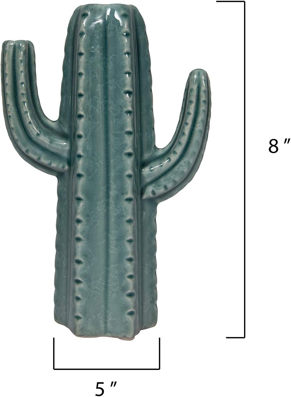 Creative Co-op Decorative Cactus Shaped Stoneware Vase Aqua Turquoise, 8 Inch High