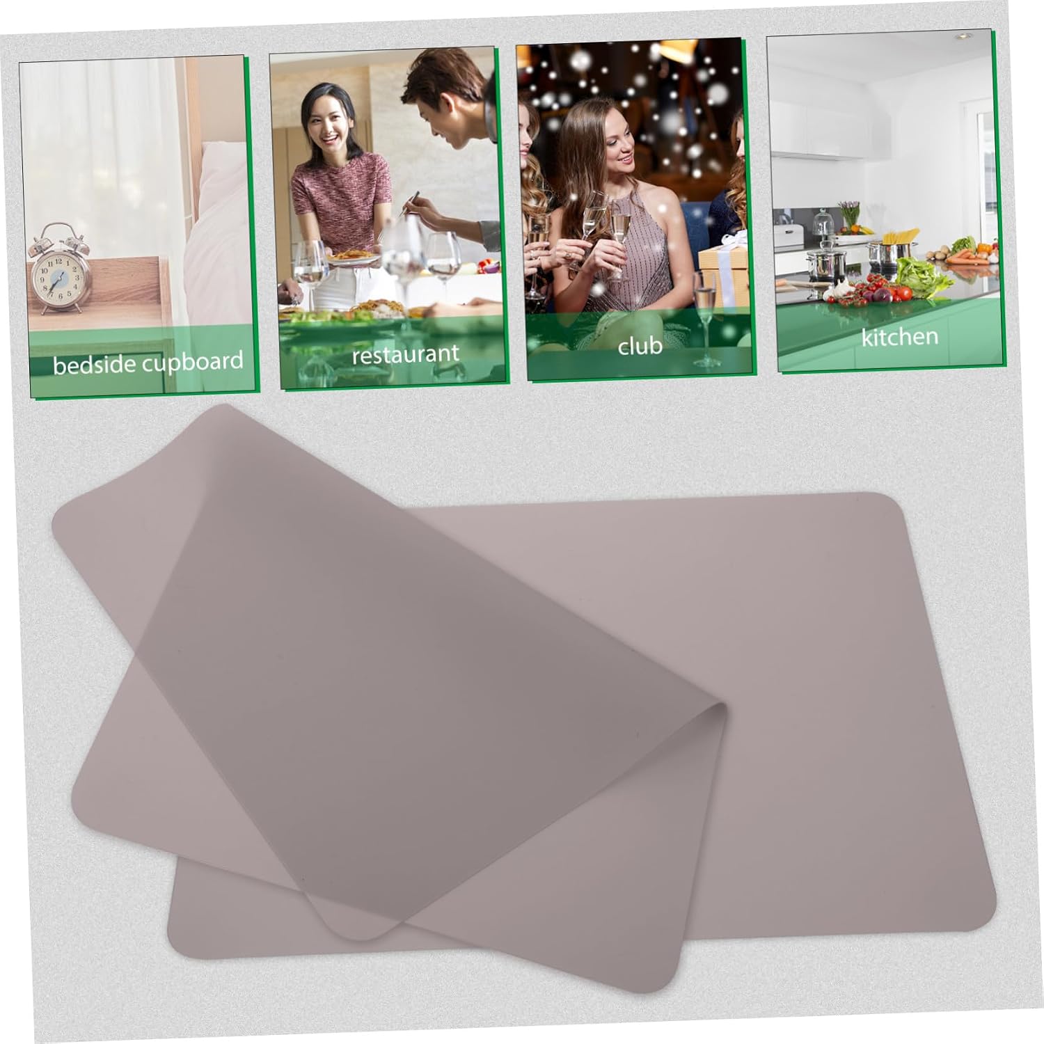 Garneck 1pc Silicone Heat Insulation Table Mat Nordic Gray Design and Tear-Resistant for Dining Table Protection and Decorative Use