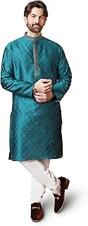 Sojanya (Since 1958 Men's Red Jacquard Silk Kurta & Churidaar Pyjama