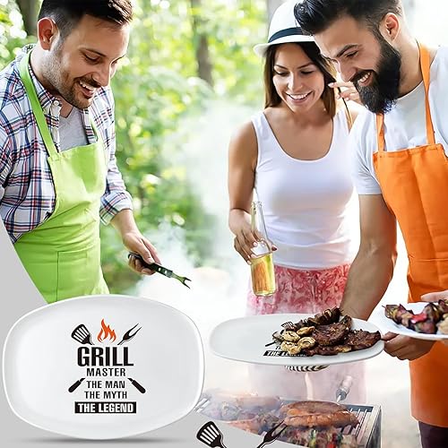 Vista 23 de R HORSE Plato de parrilla para padre, plato de regalo para abuelo, barbacoa, plato blanco ovalado, para servir abuelo, hombres, día del padre