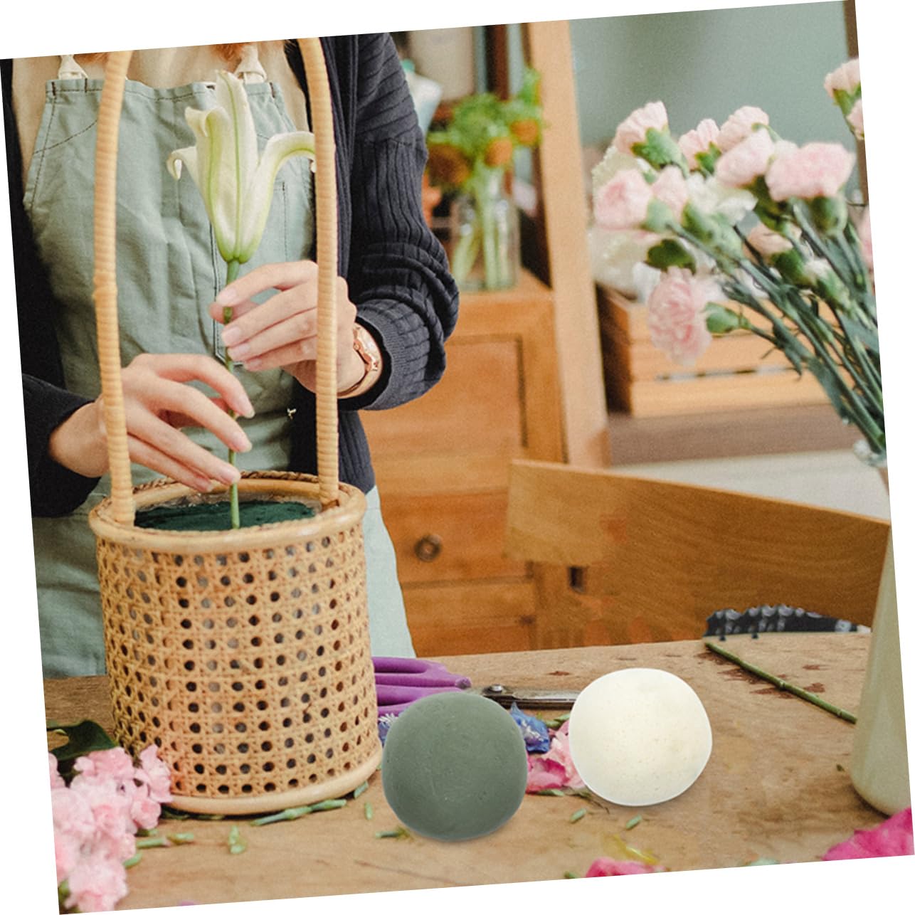 Espuma para arreglos florales, 2 piezas de espuma absorbente de agua para flores secas, base de resina fenólica, ideal para manualidades florales y arreglos