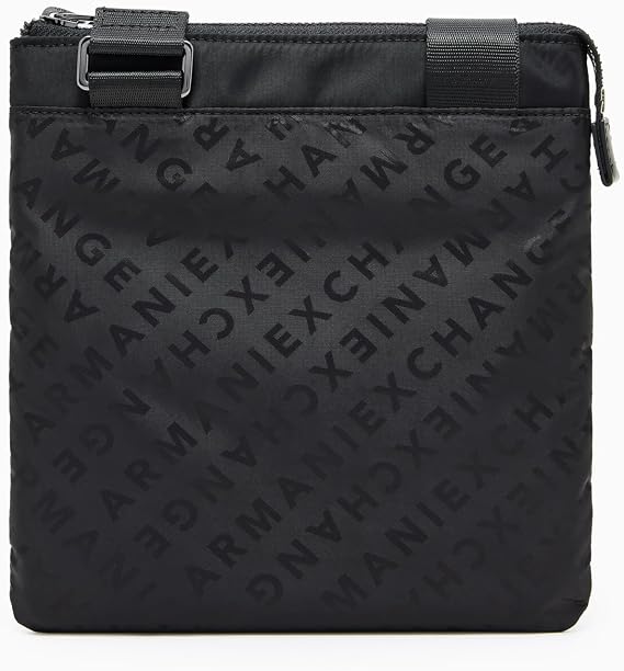 Armani Exchange Men's Xavier Flat Crossbody, Black, One Size