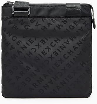 Armani Exchange Men's Xavier Flat Crossbody, Black, One Size