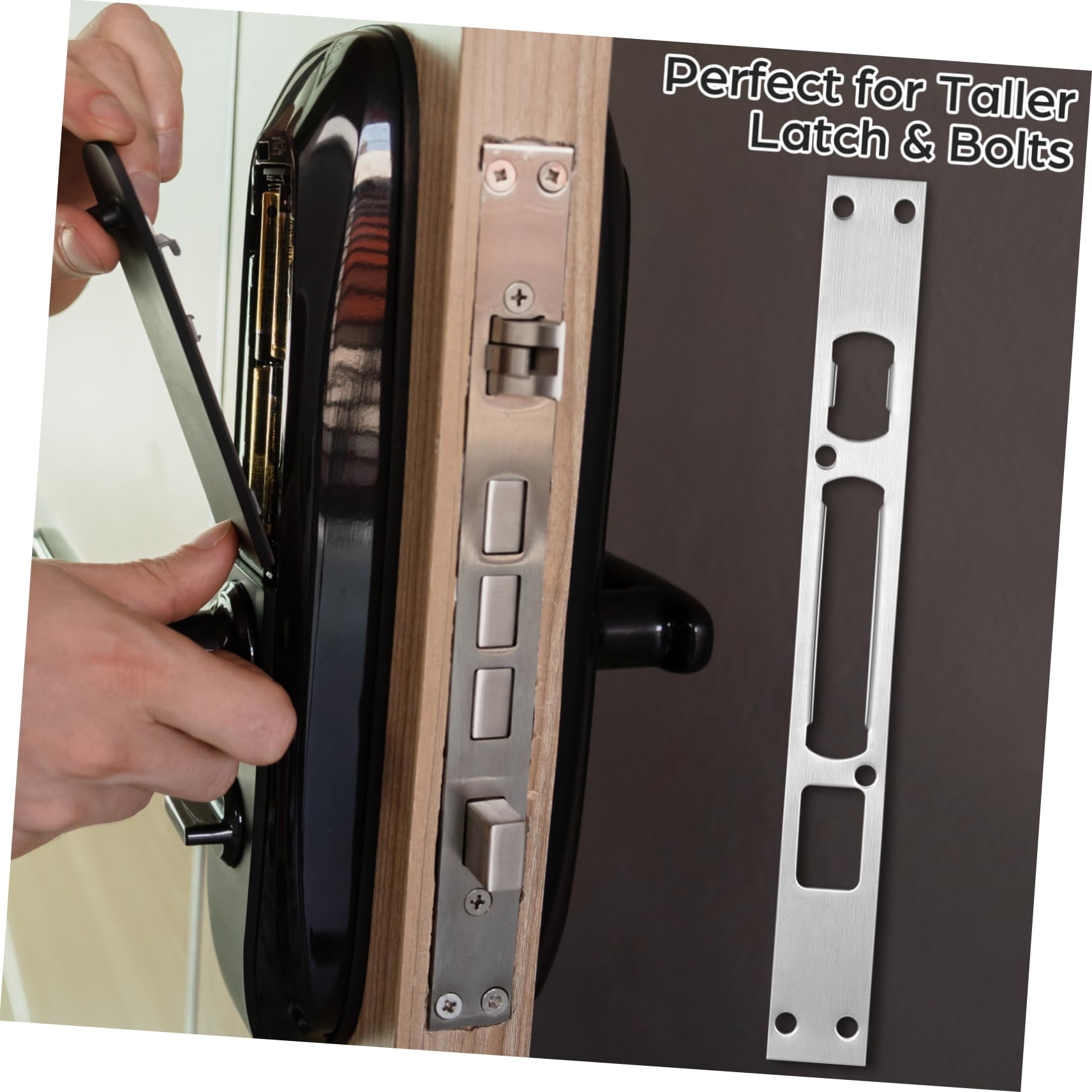 VILLCASE 9 Ensembles Plaque De Renfort Pour Pêne Dormant Plaque De Grève Gâches Pour Portes Extérieures Grève De Haute Sécurité Gâche De Porte Longue Acier Inoxydable 2 Pièces * 9