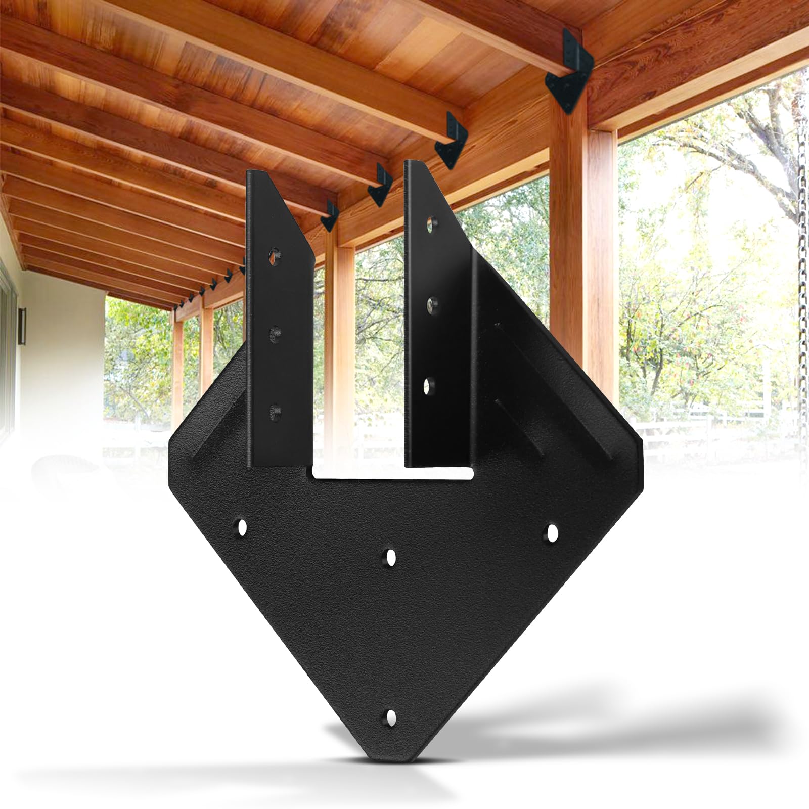Photo 1 of Garaook 14-Gauge(2MM) Hurricane Ties for Rafters, 40 Pack Strong Hurricane Straps Brackets, Hot Dip Galvanized Powder Coating Hurricane Clips Joist Hangers for 2X Deck Joists, Roof Trusses, Black