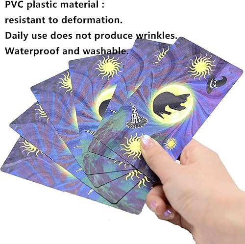 Miniatura 4 de Jayiaine Tarjetas de tarot con instrucciones (idioma español no garantizado), 78 para principiantes, PVC, impermeables, antiarrugas, lámina dorada