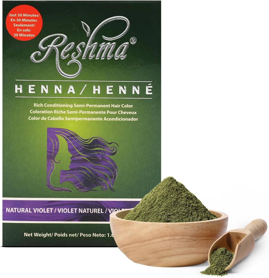 Reshma Beauty 30 Minute Henna Hair Color Infused with Organic Henna Lawsonia Inermis 100% Gray Coverage for Soft, Shiny Hair, Plant-Based Hair Dye—1.05 oz Pack of 1 (Violet)